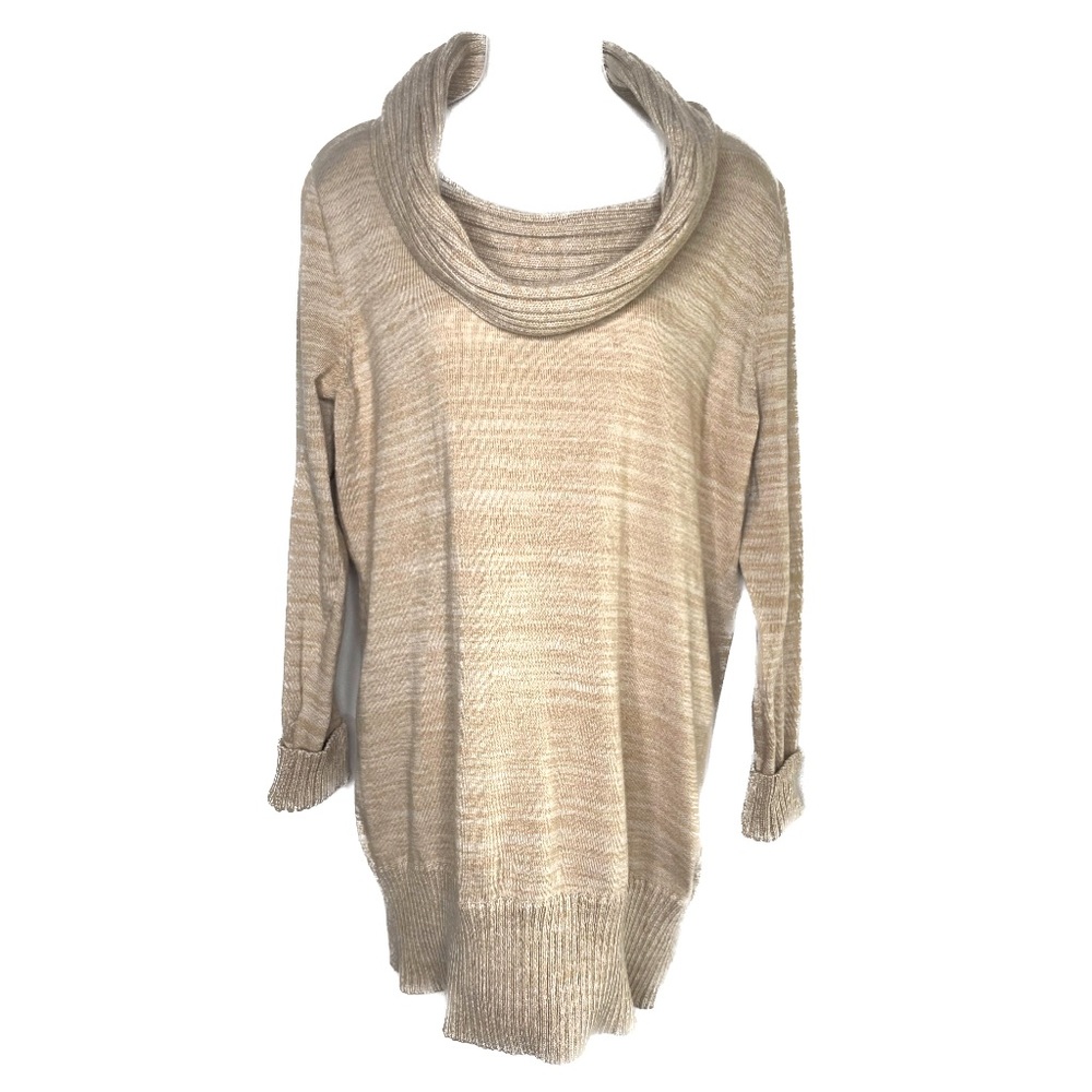 3/$25 The Limited Tan Cowl Neck Tunic Sweater Sz L Bin Q